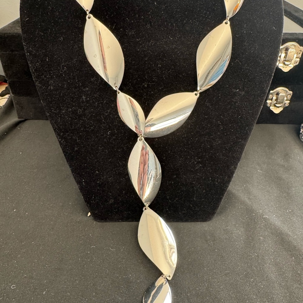 Lane Bryant Chunky Silver Leaf Lariat Necklace